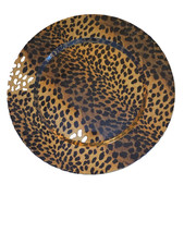 Vintage Leopard/Tiger Motif Decorative Porcelain Plate, 7.5" Diameter, Orange Black & White with Foliate Border — listing 4