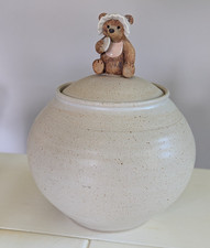 Vintage American Bisque Figural Baby Bear Cookie Jar (2-piece, head lid) — listing 5