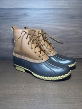L.L. Bean Bean Boots Rubber Moc Ankle Duck Shoes, Gray & Yellow, Women's Size 8