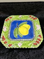 Hand-Painted Ceramic Lemon & Strawberry Square Decorative Plate — listing 4