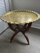 Vintage Brass Tray-Top Butler's Table with Queen Anne Cabriole Legs — listing 6