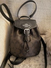 Coach Mini Backpack in Pink Nylon and Red Pebbled Leather with Script Logo — listing 6