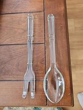 Pressed Glass Salad / Serving Spoon with Fluted Handle — listing 2