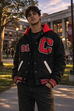 1991 letterman 1991 Youngstown Youngling Leather Sleeve Varsity Letterman Jacket - Green Wool, 'Rob 91' — listing 6