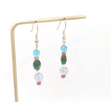 Vintage Costume Dangle Earrings with Swirl Wirework Tops and Bead Cluster Drops, Maker Unknown — listing 3