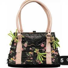 Mary Frances Floral Fabric Shoulder Bag with 3D Rose & Daisy Appliqués — listing 4