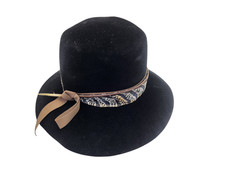 Vintage Fur Hat with Brocade Crown, Rhinestones & Feather Accent — listing 6