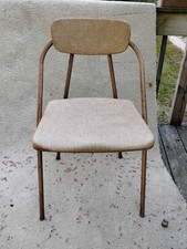 Cosco Vintage Green Metal Folding Chair with Striped Upholstered Seat and Back — listing 2