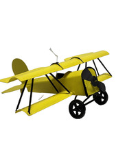 Decorative Metal Biplane Model Sculpture with Working Propeller