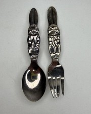 Baby Fork and Baby Spoon Set with Floral Handle Pattern and Monogram — listing 5