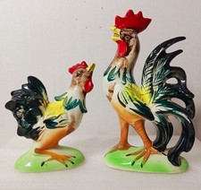 Ceramic Rooster and Hen Figurine Set with Harvest Vegetable Bases — listing 3