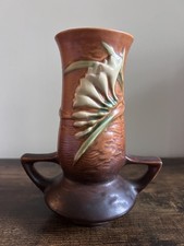 Roseville Pottery Freesia Two-Handled Vase in Blue — listing 3