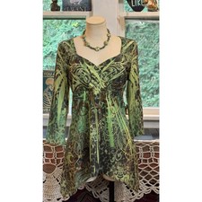 Live and Let Live Multi-Color Boho Peasant Top with Embroidered Yoke, Size PM (Petite Medium) — listing 3