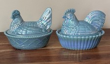 Multi-Color Amberina Glass Rooster on Nest Covered Candy Dish, 8.5 inch — listing 3