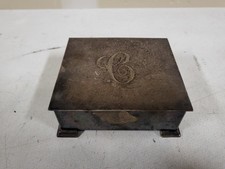 Silverplate Footed Trinket / Jewelry Box with Engraved Armorial Crest Lid — listing 5