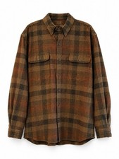 Men's Short-Sleeve Plaid Button-Down Shirt with Embroidered Logo