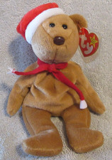 Ty Beanie Baby '1997 Holiday Teddy' with Santa Hat — listing 4