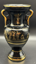 Greek Hand-Painted Cobalt Blue and 24K Gold Campana Urn Vase — listing 5