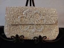 Vintage La Regale Pearl Beaded Evening Clutch with Bugle Bead Scroll Design — listing 2