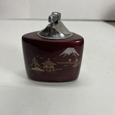 Vintage Japanese Carved Resin Barrel Table Lighter with Mt. Fuji & Eagle Motif — listing 2