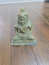 Hand-Carved Green Soapstone Shiva Head Sculpture with Lingam Crown — listing 3