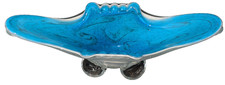 Vintage Blue Swirl Glass Serving Bowl with Scalloped Rim — listing 2