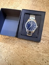 Bulova Men's Classic Stainless Steel Dress Watch with Blue Dial and Roman Numerals