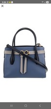 Kate Spade New York Colorblock Pebbled Leather Triple Compartment Satchel with Crossbody Strap, White/Beige/Black — listing 6