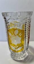 Bohemian Amber Glass Decanter with Hand-Painted Enamel Floral & Raised Gilt Decoration — listing 5
