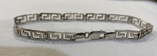 Sterling Silver Greek Key Hoop Chandelier Earrings with Purple Bead & Dangle Fringe