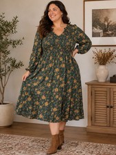 Torrid Floral Smocked Tiered Midi Dress Size 2 (Plus Size 18/20) — listing 2