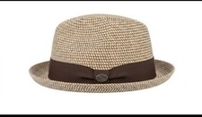 Bentley Headwear Black Wool Felt Fedora with Red Satin Band and Feather