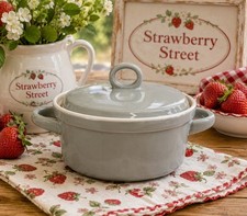 Hand-Painted Ceramic Covered Casserole Dish with Strawberry Finial