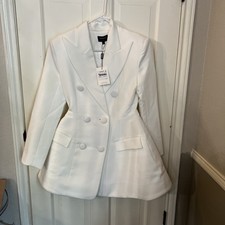 Bardot White Halter Neck Double-Breasted Tuxedo Blazer Mini Dress, Size 10 — listing 4