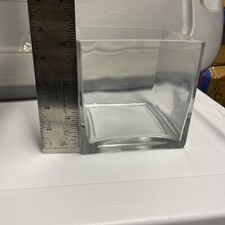 Cased Cream and Amber Glass Square Cube Vase — listing 5
