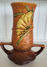 Roseville Pottery Freesia Vase in Delft Blue, Shape 125-10" — listing 5