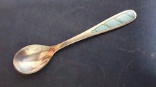 Vintage Guilloché Enamel Silver-Gilt Demitasse / Coffee Spoon with Green Enamel Handle and Gilt Fleur-de-Lis / Trefoil Motif — listing 2