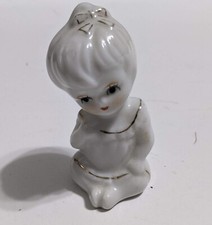 White Porcelain Figurine of Girl Feeding Fawn/Deer with Flowers — listing 3