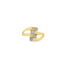 bypass diamond Vintage 14K Yellow Gold Diamond Spray Cluster Bypass Ring — listing 4