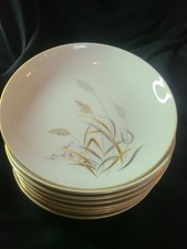 Vintage Gold Wheat Pattern Dinner Plates with Gilt Rim (Stack of Cream Ivory China) — listing 4