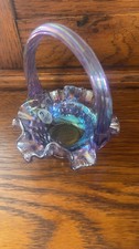 Fenton Neo Violet (Alexandrite) Glass Basket with Twisted Handle and Ruffled Rim — listing 5