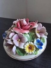 Vintage Italian Handmade Hand-Painted Capodimonte-Style Porcelain Floral Candle Holders, Pair, Pink/Green/Yellow Pastels — listing 6