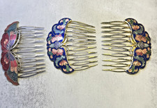 Vintage Cloisonné Enamel Butterfly Hair Pin / Bobby Pin, Gold-Tone — listing 2
