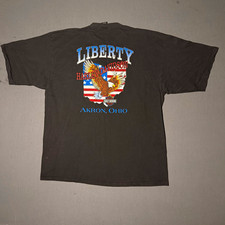 Vintage Harley-Davidson Eagle American Flag Graphic T-Shirt, Black