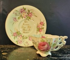 Lefton Bone China 'To Grandma With Love' Floral Basket Vase with Handle — listing 3