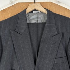 Men's Two-Button Wool Suit Jacket with Notch Lapel, Charcoal/Blue Birdseye Weave Yes - designer/luxury brand — listing 3