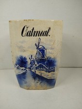 Vintage Blue Delft-Style Windmill Scene Ceramic 'Oat-Meal' Kitchen Canister with Lid — listing 4
