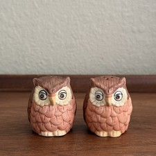 BOHO Fun Ceramic Owl Salt & Pepper Shaker Set (Teal & Orange, Floral Boho Design) — listing 4