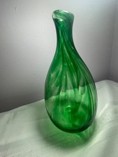 Hand-Blown Optic Swirl Glass Ewer / Decanter with Frosted Applied Handle and Ball Stopper — listing 5