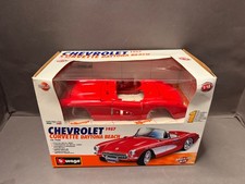 Bburago 1957 Chevrolet Corvette 1:24 Scale Diecast Model, Cream/Red — listing 6